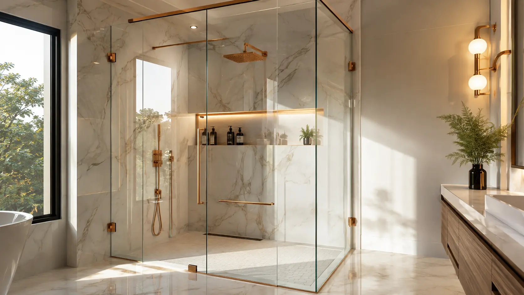 Puertas de Vidrio Templado de 8 mm con Accesorios Gold Rose en Maracaibo