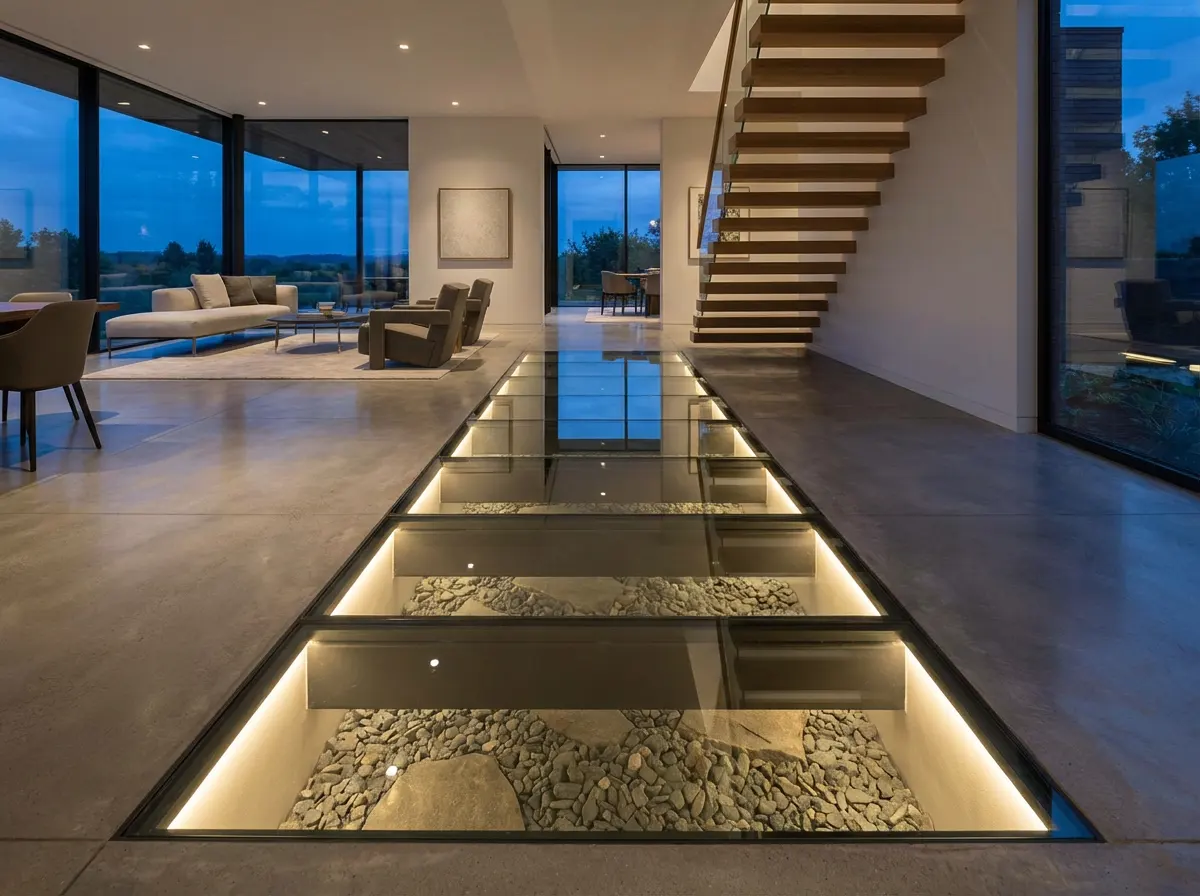 Pisos de vidrio templado iluminados